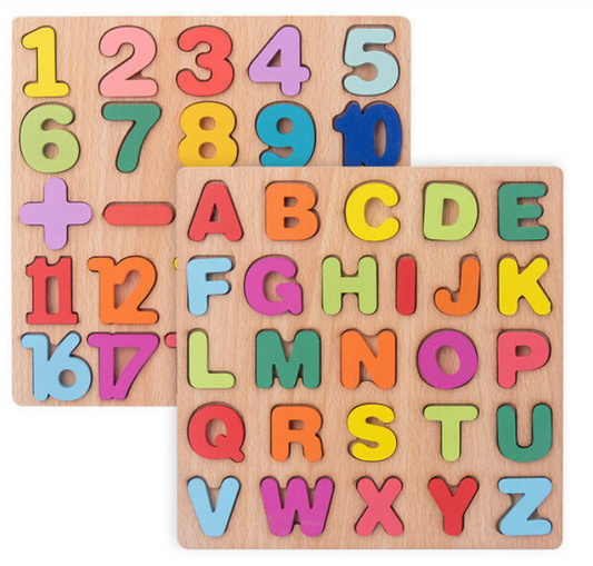 Wooden ABC & 123 Educational Puzzle Board for Kids
